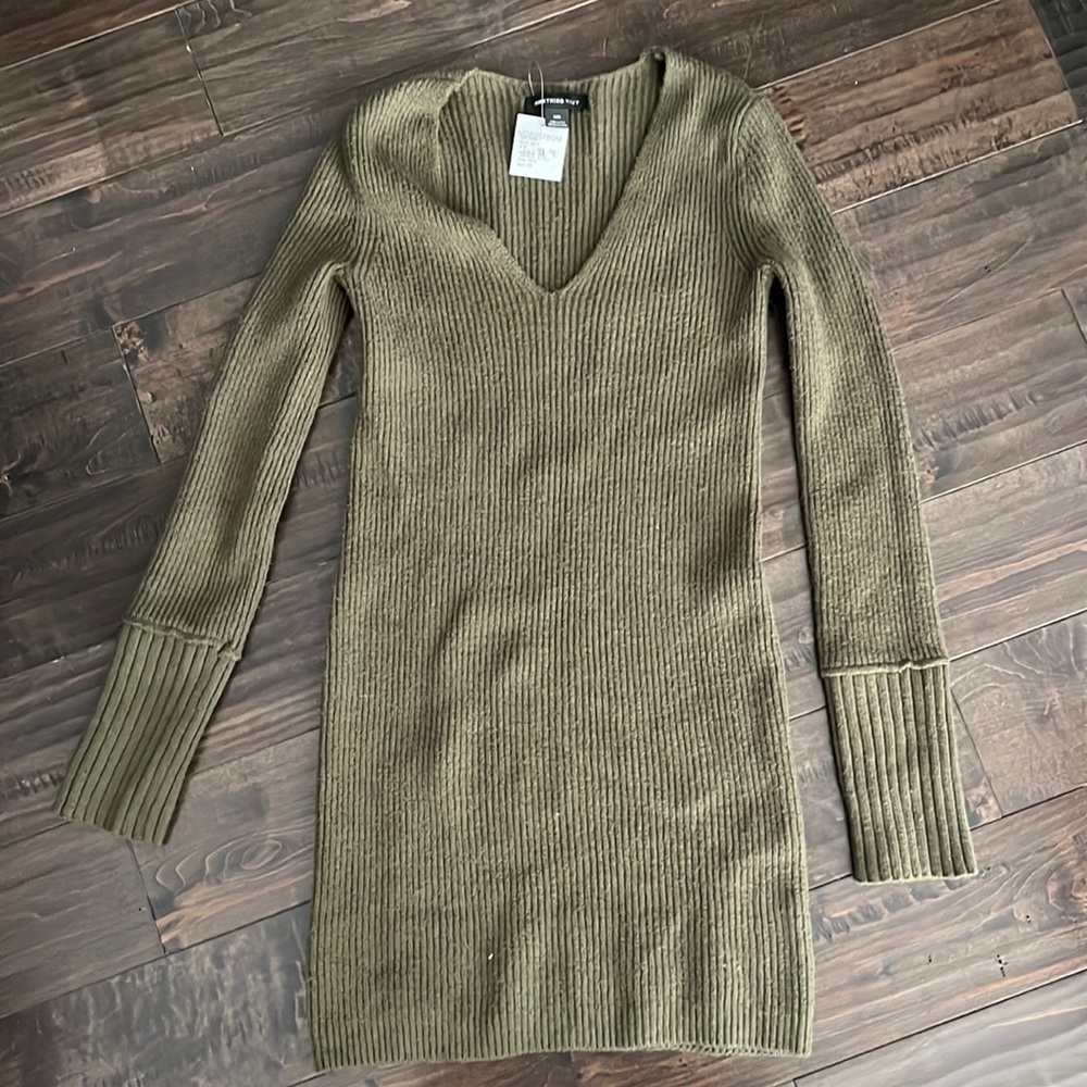 Something Navy XXS olive green sweater dress